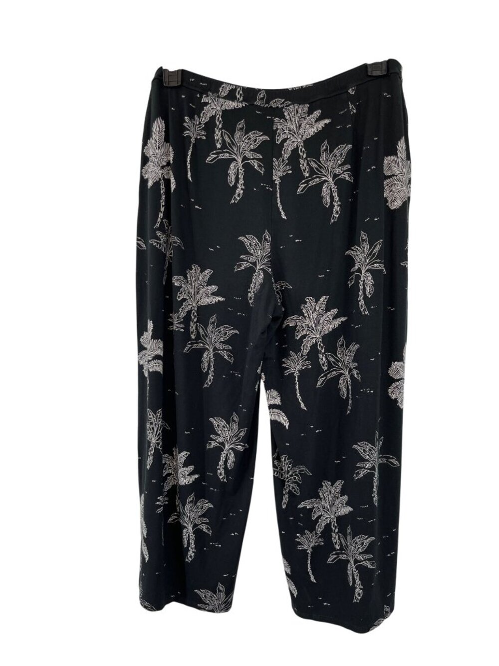 J Jill Wearever Crop Pants L Black Tropical Wide Leg Pull On Used - Picture 2 of 14